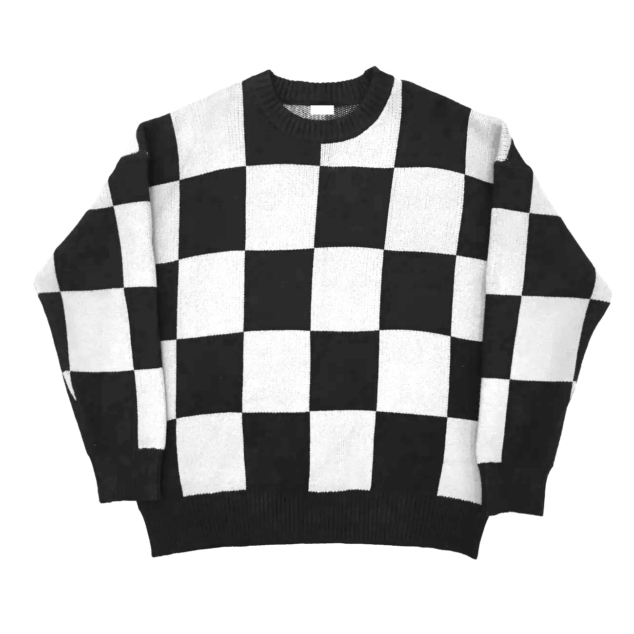 Y2K Grunge Checkerboard Oversize Sweater - Retro 90s Fashion, Summer Y2K Outfits, Pastel Goth