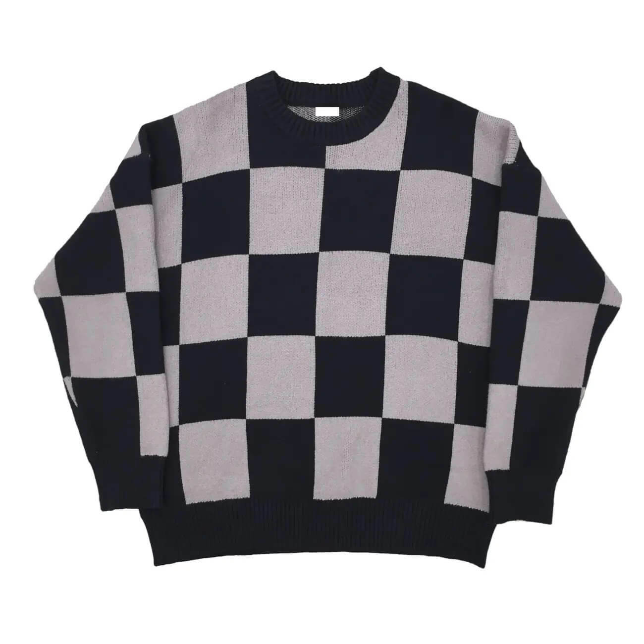 Y2K Grunge Checkerboard Oversize Sweater - Retro 90s Fashion, Summer Y2K Outfits, Pastel Goth