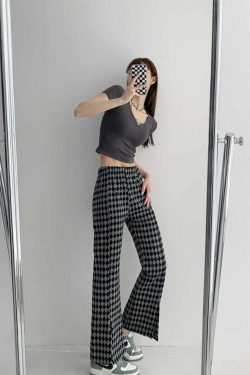 Y2K Grunge Checkerboard Split Pants - Retro 90s Fashion, Summer Y2K Outfits, Gothic Y2K Style