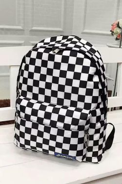 Y2K Grunge Checkered Backpack - Perfect for 90s Outfits, Summer Y2K Fashion, and Retro Style