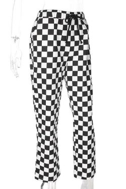 Y2K Grunge Checkered Pants - Retro 90s Summer Outfit, Y2K Club & Party Fashion