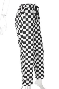 Y2K Grunge Checkered Pants - Retro 90s Summer Outfit, Y2K Club & Party Fashion