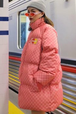 Y2K Grunge Checkered Puffer Jacket - Retro 90s Fashion, Summer & Party Outfits