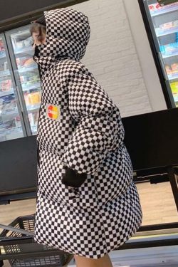 Y2K Grunge Checkered Puffer Jacket - Retro 90s Fashion, Summer & Party Outfits