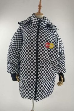 Y2K Grunge Checkered Puffer Jacket - Retro 90s Fashion, Summer & Party Outfits