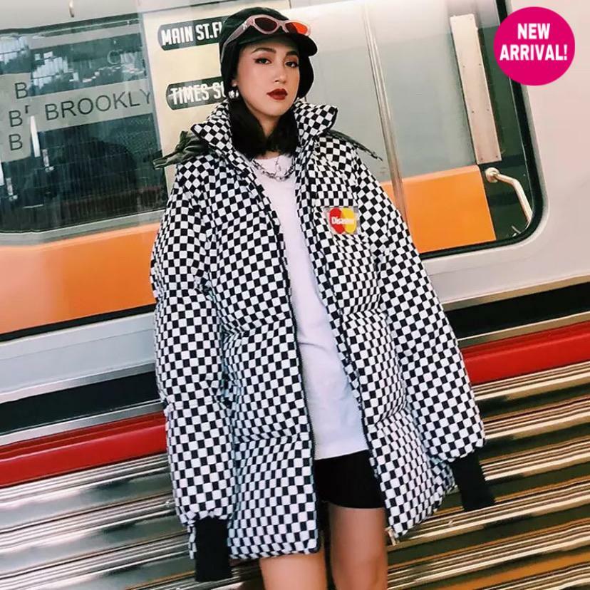 Y2K Grunge Checkered Puffer Jacket - Retro 90s Fashion, Summer & Party Outfits