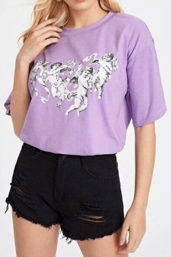 Y2K Grunge Cherub Shirt - 90s Fashion, Retro Summer Outfit, Pastel Goth, Y2K Club Style