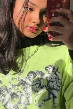 Y2K Grunge Cherub Shirt - 90s Fashion, Retro Summer Outfit, Pastel Goth, Y2K Club Style