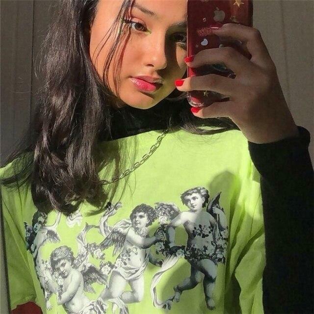 Y2K Grunge Cherub Shirt - 90s Fashion, Retro Summer Outfit, Pastel Goth, Y2K Club Style