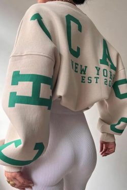 Y2K Grunge Chicago Sweater - Retro 90s Fashion, Summer Outfits, and Pastel Goth Style