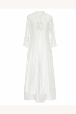Y2K Grunge Chinese Style Beige Embroidered Lace-Up Patchwork Silk Dress - 90s Summer Outfit