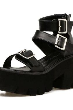 Y2K Grunge Chunky High Heeled Sandals - Retro 90s Fashion, Summer Party, and Club Outfits