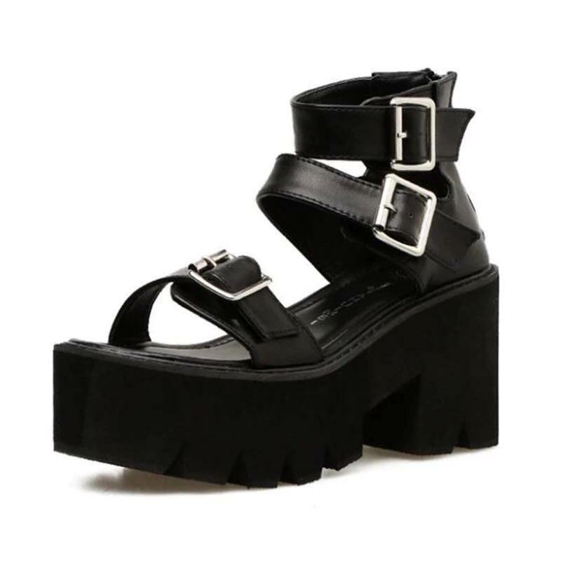 Y2K Grunge Chunky High Heeled Sandals - Retro 90s Fashion, Summer Party, and Club Outfits