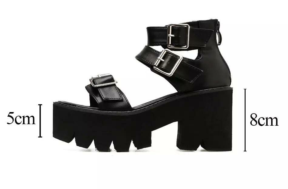 Y2K Grunge Chunky High Heeled Sandals - Retro 90s Fashion, Summer Party, and Club Outfits