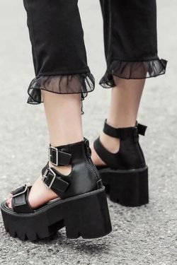 Y2K Grunge Chunky High Heeled Sandals - Retro 90s Fashion, Summer Party, and Club Outfits