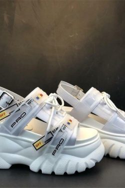 Y2K Grunge Chunky Wedged Sandals - Retro 90s Fashion, Summer Y2K Outfits, Pastel Goth Style