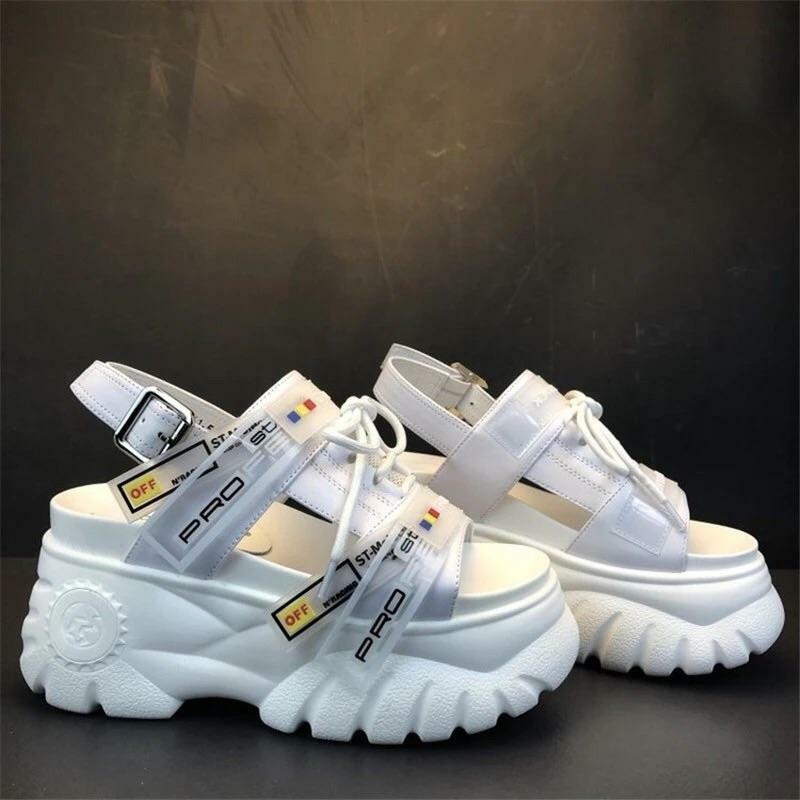 Y2K Grunge Chunky Wedged Sandals - Retro 90s Fashion, Summer Y2K Outfits, Pastel Goth Style