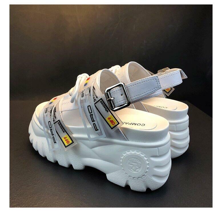 Y2K Grunge Chunky Wedged Sandals - Retro 90s Fashion, Summer Y2K Outfits, Pastel Goth Style