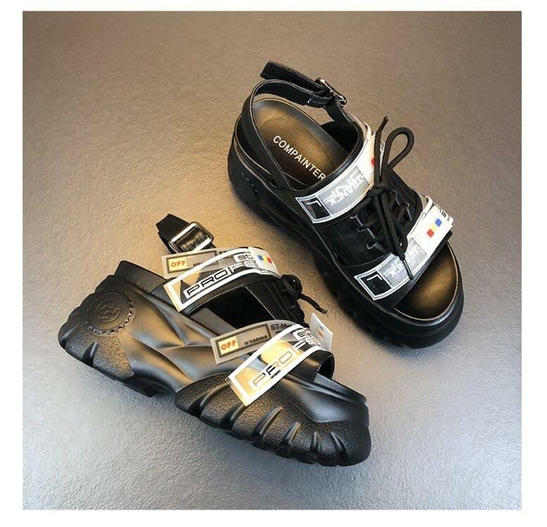 Y2K Grunge Chunky Wedged Sandals - Retro 90s Fashion, Summer Y2K Outfits, Pastel Goth Style
