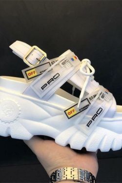 Y2K Grunge Chunky Wedged Sandals - Retro 90s Fashion, Summer Y2K Outfits, Pastel Goth Style