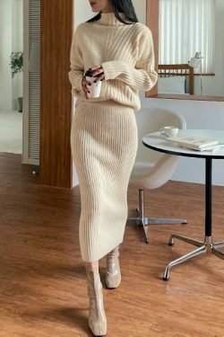 Y2K Grunge Classic Wool Knit Skirt Set - Retro 90s Fashion, Summer Outfits, Pastel Goth