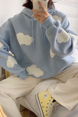 Y2K Grunge Cloud Hoodie - Retro 90s Fashion, Summer Y2K Outfits, Pastel Goth, Y2K Club Style