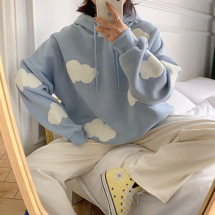 Y2K Grunge Cloud Hoodie - Retro 90s Fashion, Summer Y2K Outfits, Pastel Goth, Y2K Club Style