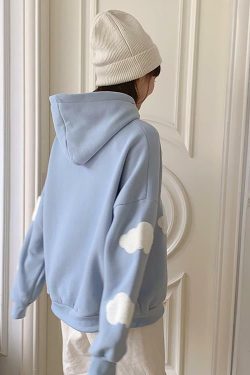 Y2K Grunge Cloud Hoodie - Retro 90s Fashion, Summer Y2K Outfits, Pastel Goth, Y2K Club Style