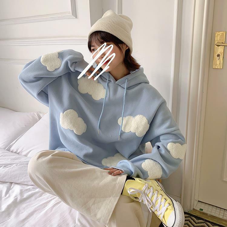 Y2K Grunge Cloud Hoodie - Retro 90s Fashion, Summer Y2K Outfits, Pastel Goth, Y2K Club Style