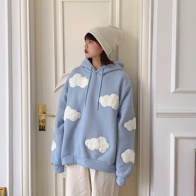 Y2K Grunge Cloud Hoodie - Retro 90s Fashion, Summer Y2K Outfits, Pastel Goth, Y2K Club Style