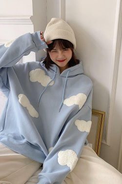 Y2K Grunge Cloud Hoodie - Retro 90s Fashion, Summer Y2K Outfits, Pastel Goth, Y2K Club Style