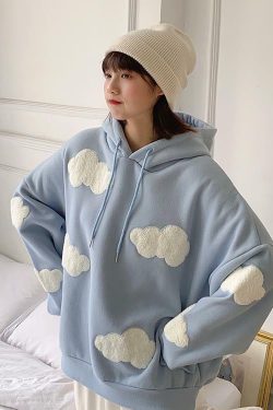 Y2K Grunge Cloud Hoodie - Retro 90s Fashion, Summer Y2K Outfits, Pastel Goth, Y2K Club Style