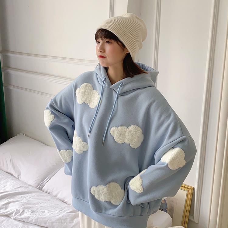 Y2K Grunge Cloud Hoodie - Retro 90s Fashion, Summer Y2K Outfits, Pastel Goth, Y2K Club Style