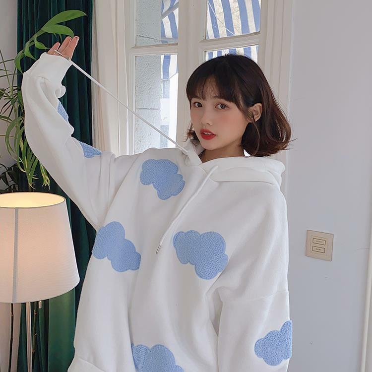 Y2K Grunge Cloud Hoodie - Retro 90s Fashion, Summer Y2K Outfits, Pastel Goth, Y2K Club Style