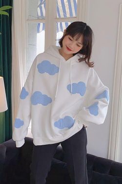 Y2K Grunge Cloud Hoodie - Retro 90s Fashion, Summer Y2K Outfits, Pastel Goth, Y2K Club Style