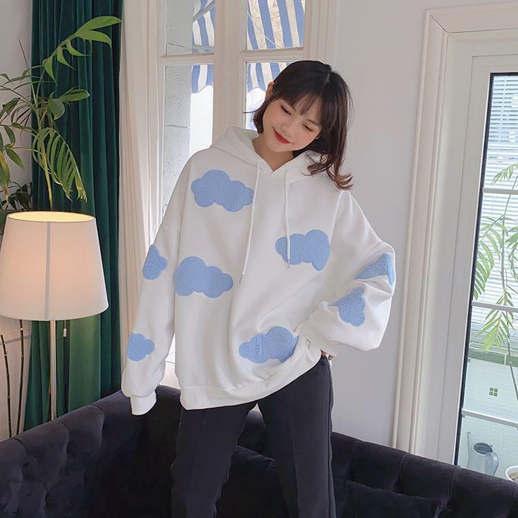 Y2K Grunge Cloud Hoodie - Retro 90s Fashion, Summer Y2K Outfits, Pastel Goth, Y2K Club Style