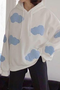 Y2K Grunge Cloud Hoodie - Retro 90s Fashion, Summer Y2K Outfits, Pastel Goth, Y2K Club Style