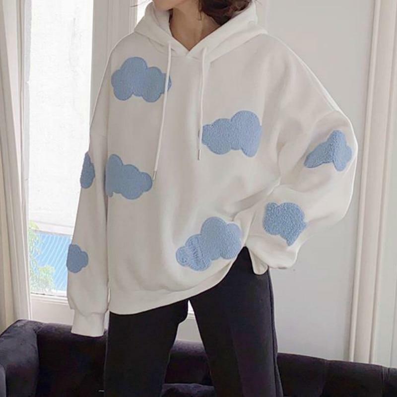 Y2K Grunge Cloud Hoodie - Retro 90s Fashion, Summer Y2K Outfits, Pastel Goth, Y2K Club Style