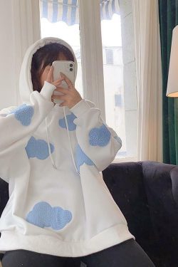 Y2K Grunge Cloud Hoodie - Retro 90s Fashion, Summer Y2K Outfits, Pastel Goth, Y2K Club Style