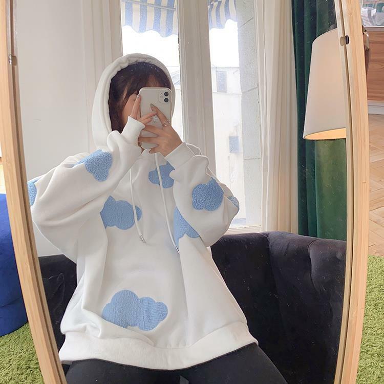 Y2K Grunge Cloud Hoodie - Retro 90s Fashion, Summer Y2K Outfits, Pastel Goth, Y2K Club Style