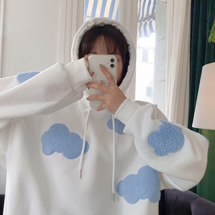 Y2K Grunge Cloud Hoodie - Retro 90s Fashion, Summer Y2K Outfits, Pastel Goth, Y2K Club Style