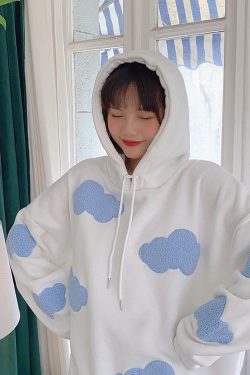 Y2K Grunge Cloud Hoodie - Retro 90s Fashion, Summer Y2K Outfits, Pastel Goth, Y2K Club Style