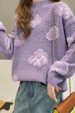 Y2K Grunge Cloud Sweater - Retro 90s Fashion, Summer Y2K Outfits, Pastel Goth Style
