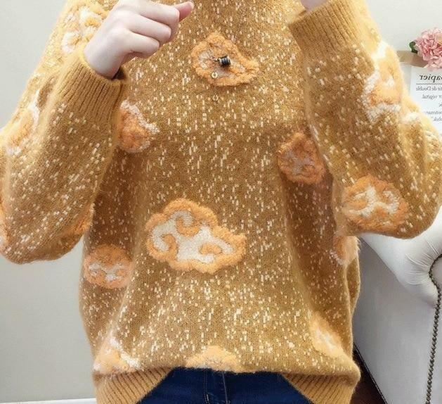 Y2K Grunge Cloud Sweater - Retro 90s Fashion, Summer Y2K Outfits, Pastel Goth Style