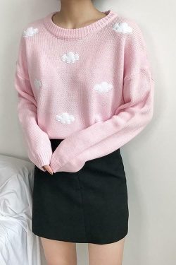 Y2K Grunge Cloud Sweater - Retro 90s Fashion, Summer Y2K Outfits, Pastel Goth Style