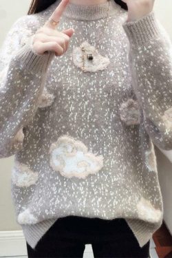 Y2K Grunge Cloud Sweater - Retro 90s Fashion, Summer Y2K Outfits, Pastel Goth Style