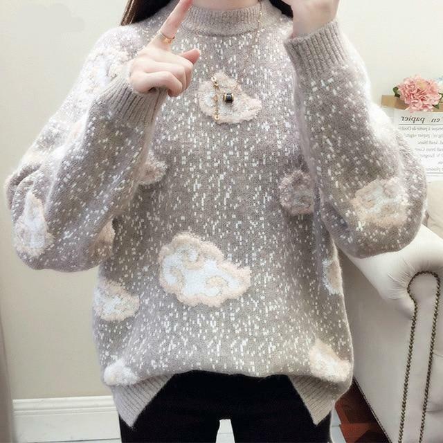 Y2K Grunge Cloud Sweater - Retro 90s Fashion, Summer Y2K Outfits, Pastel Goth Style