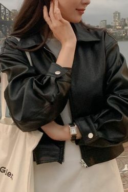 Y2K Grunge Collared Pleather Jacket - Retro 90s Fashion, Summer Outfits, and Party Looks