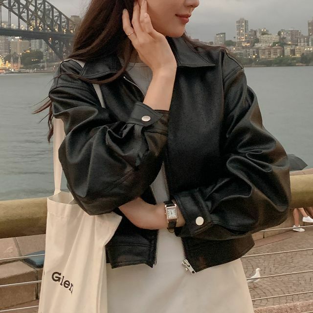 Y2K Grunge Collared Pleather Jacket - Retro 90s Fashion, Summer Outfits, and Party Looks