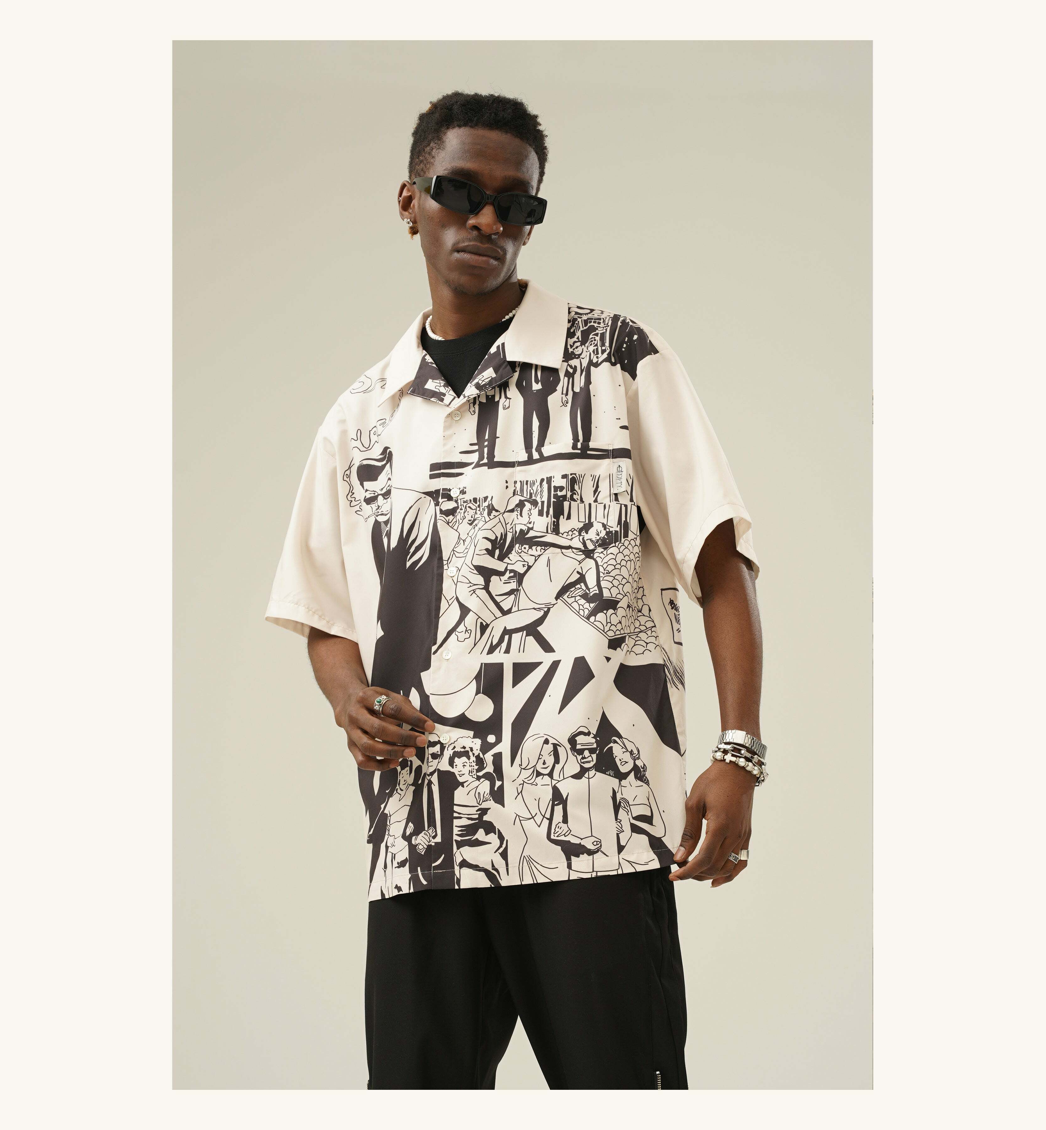 Y2K Grunge Comic Button-Up Shirt - Retro 90s Fashion, Summer Outfits, and Party Looks